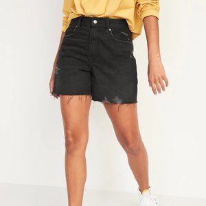 Old Navy High-Waisted Slouchy Straight Cut-Off Black Jean Shorts Size 4